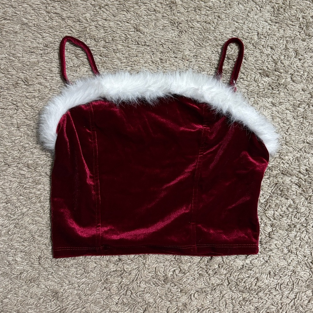 Wallflower Red Velvet Tank Top with White Trim